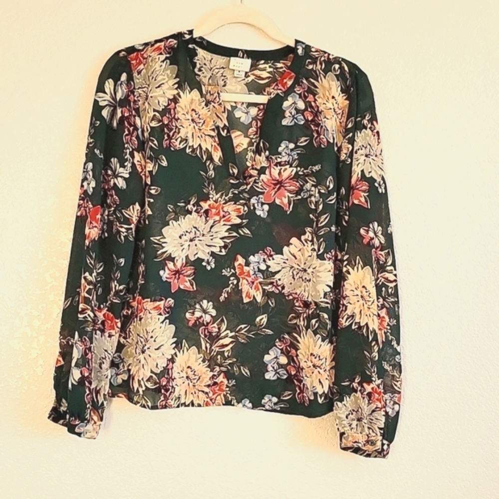A New Day Green Floral Shirt